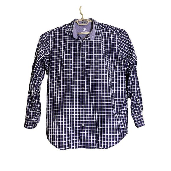 Men's Bugatchi Purple & White Long Sleeve Button Up Dress Shirt, XXL - Picture 1 of 11